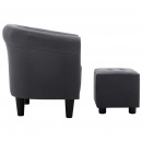 2-częściowy zestaw: fotel z podnóżkiem czarny tkanina