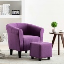 2-częściowy zestaw: fotel z podnóżkiem fioletowy tkanina