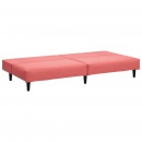 2-os. kanapa z podnóżkiem, różowa, tapicerowana aksamitem