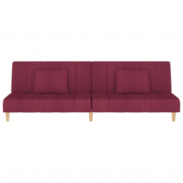 2-osobowa kanapa z podnóżkiem, fioletowa, tapicerowana tkaniną