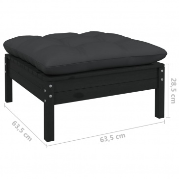 2-osobowa sofa ogrodowa z poduszkami, czarna, drewno sosnowe