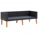 2-osobowa sofa ogrodowa z poduszkami, rattan PE, czarny