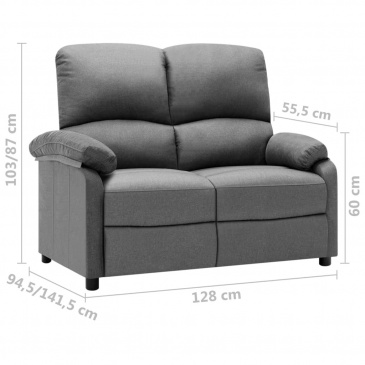 2-osobowa sofa rozkładana, jasnoszara, tapicerowana tkaniną