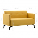2-osobowa sofa tapicerowana tkaniną, 115x60x67 cm, żółta