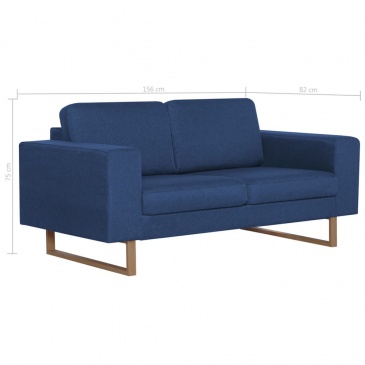 2-osobowa sofa tapicerowana tkaniną niebieska