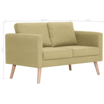 2-osobowa sofa tapicerowana tkaniną zielona