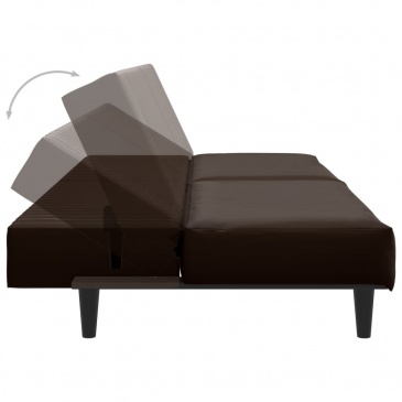 2-osobowa sofa z podnóżkiem, brązowa, sztuczna skóra