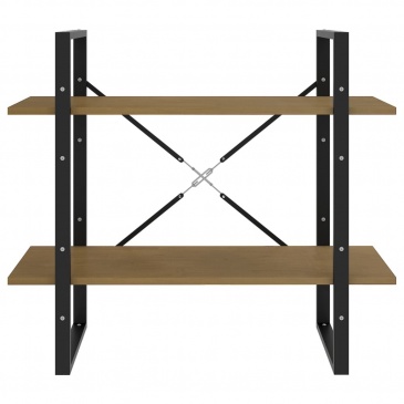 2-poziomowy regał na książki, brązowy, 80x30x70 cm, sosnowy