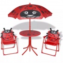 3-cz. dziecięcy zestaw mebli do ogrodu, z parasolem, czerwony