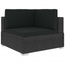 3-częściowa sofa ogrodowa z poduszkami, rattan PE, czarna