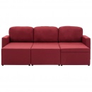 3-osobowa, rozkładana sofa modułowa, czerwone wino, tkanina