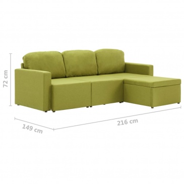 3-osobowa, rozkładana sofa modułowa, zielona, tkanina