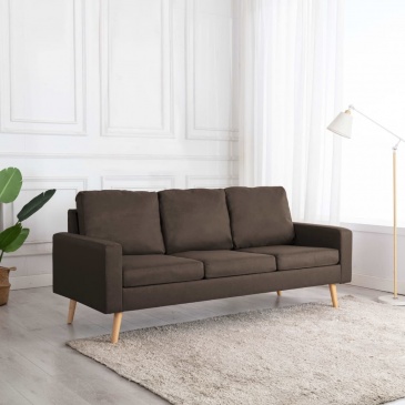 3-osobowa sofa, brązowa, tapicerowana tkaniną