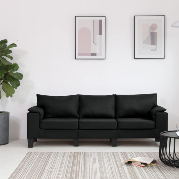 3-osobowa sofa, czarna, tapicerowana tkaniną