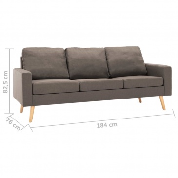 3-osobowa sofa, kolor taupe, tapicerowana tkaniną