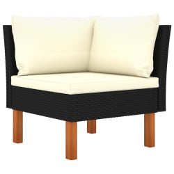 3-osobowa sofa ogrodowa z poduszkami, polirattan, czarna