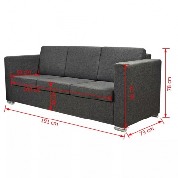 3 osobowa sofa tapicerowana ciemnoszara