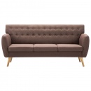 3-osobowa sofa tapicerowana tkaniną brązowa