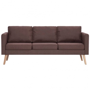 3-osobowa sofa tapicerowana tkaniną brązowa
