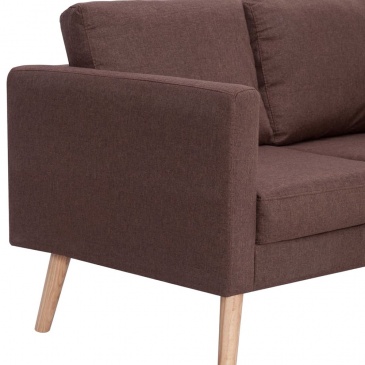 3-osobowa sofa tapicerowana tkaniną brązowa