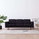 3-osobowa sofa tapicerowana tkaniną czarna