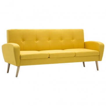 3-osobowa sofa tapicerowana tkaniną żółta