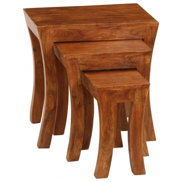 3 stoliki wsuwane pod siebie drewno akacjowe 50x35x50cm brąz