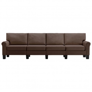 4-osobowa sofa, brązowa, tapicerowana tkaniną