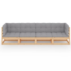 4-osobowa sofa ogrodowa z poduszkami, lite drewno sosnowe