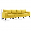 4-osobowa sofa, żółta, tapicerowana tkaniną