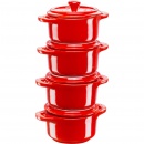 4x Mini Cocotte okrągły 10 cm, czerwony
