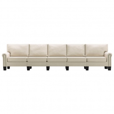5-osobowa sofa, kremowa, tapicerowana tkaniną