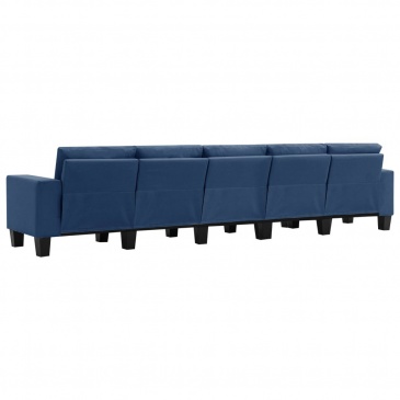 5-osobowa sofa, niebieska, tapicerowana tkaniną