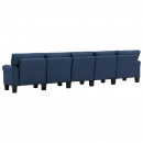 5-osobowa sofa, niebieska, tapicerowana tkaniną