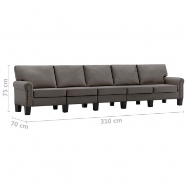 5-osobowa sofa, taupe, tapicerowana tkaniną