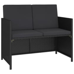 6-cz. zestaw mebli ogrodowych z poduszkami, rattan pe, czarny