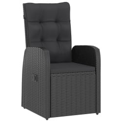 9-cz. zestaw mebli ogrodowych z poduszkami, rattan pe, czarny
