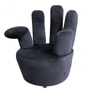 Fotel do salonu w kształcie dłoni czarny aksamitny
