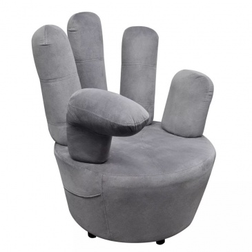 Fotel do salonu w kształcie dłoni szary aksamitny