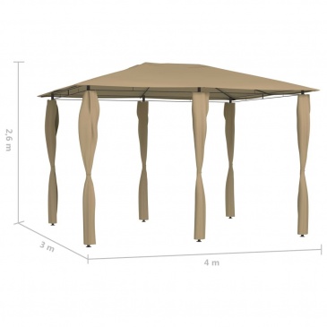 Altana z pokryciem słupków 3x4x2,6 m, taupe, 160 g/m²