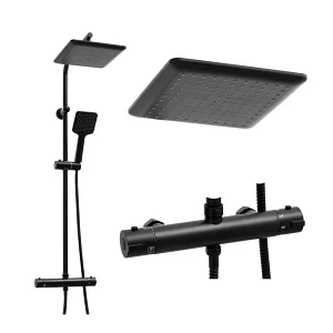 Bateria natryskowa panel prysznic czarny kwadrat deszczownica 23 cm - yoka Bateria natryskowa panel prysznic czarny kwadrat deszczownica 23 cm - yoka