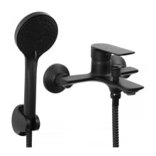 Bateria wannowa prysznicowa ścienna natryskowa czarna mat loft - Yoka