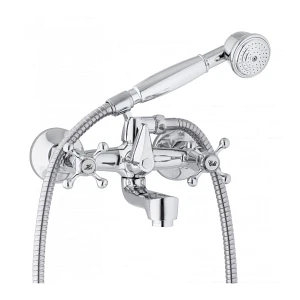Bateria wannowa ścienna prysznicowa kran chrom retro - yoka Bateria wannowa ścienna prysznicowa kran chrom retro - yoka