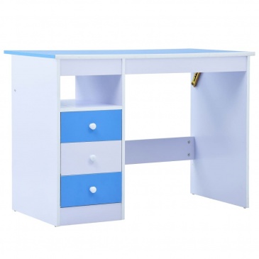 Biurko dla dzieci z odchylanym blatem, niebiesko-białe