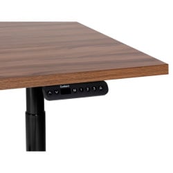 Biurko regulowane elektrycznie 160 x 72 cm ciemne drewno z czarnym destinas