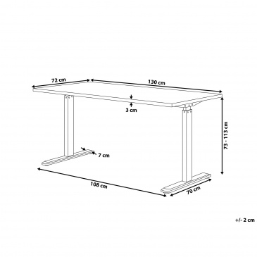 Biurko regulowane manualnie 130 x 72 cm białe DESTIN II