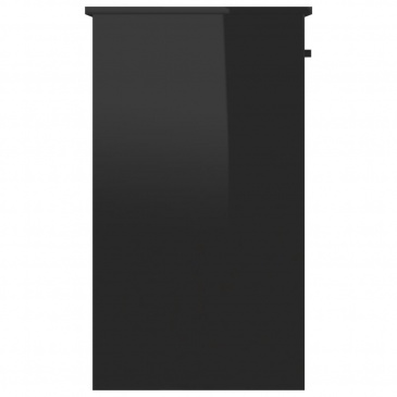 Biurko, wysoki połysk, czarne, 90x45x76 cm, płyta wiórowa