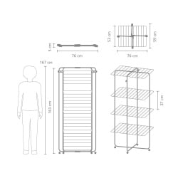 BRABANTIA 319303 - HangOn Tower - Suszarka na pranie 30 m - Czarny Matowy