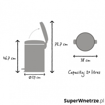 Kosz na śmieci kuchenny pedałowy 20l NewIcon Brabantia stal polerowana