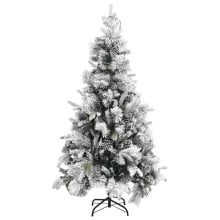 Choinka flokowana śniegiem z led i szyszkami, 225 cm, pvc i pe